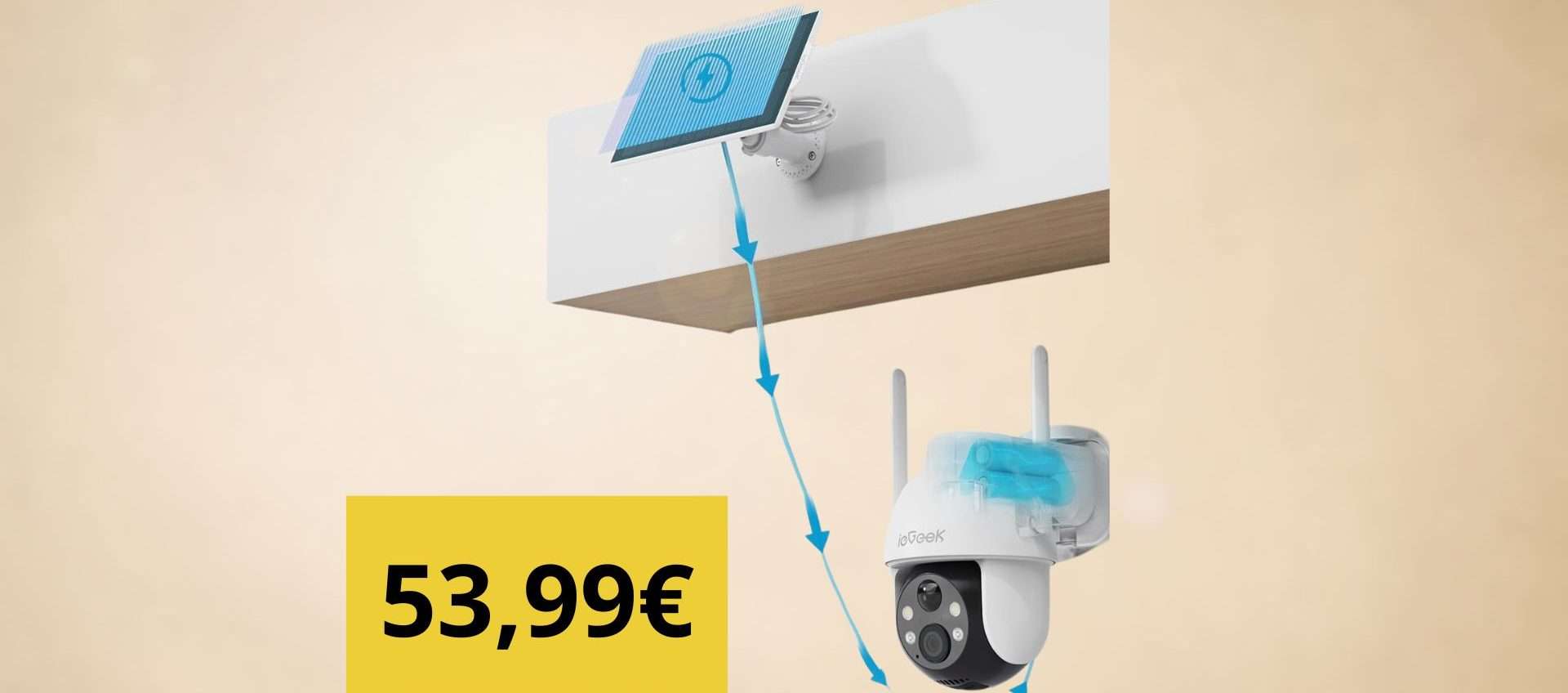 Telecamera ad energia solare, DOPPIO sconto: su Amazon a meno di 54€