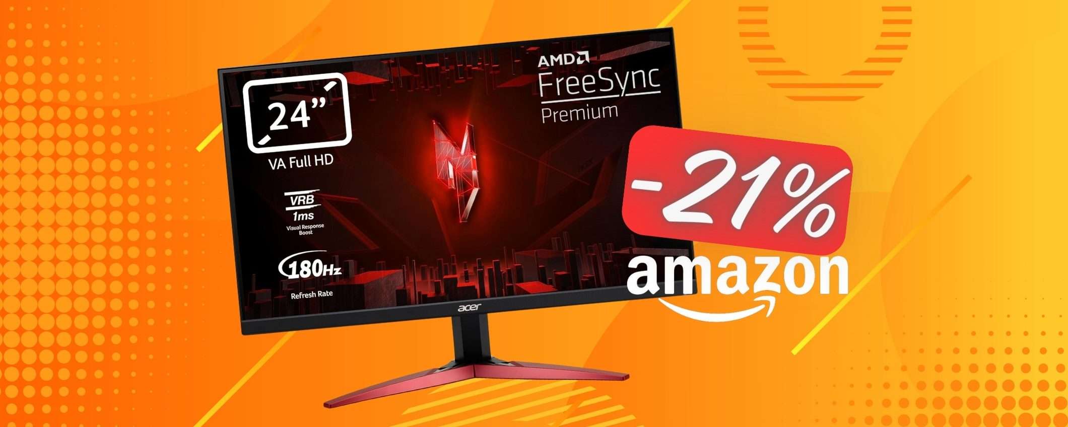 Acer Nitro: monitor gaming da 24 pollici in OFFERTA a TEMPO (109€)