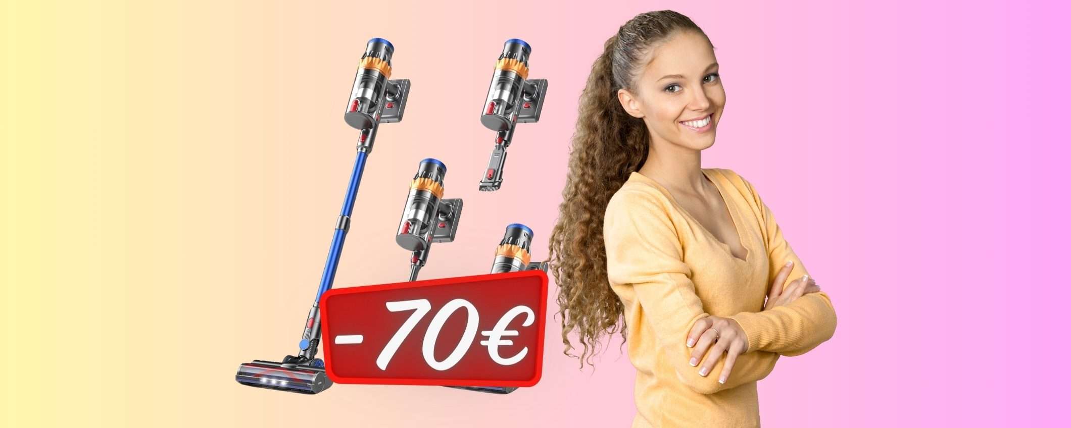 Aspirapolvere senza fili da 45Kpa e oltre 1 ora di autonomia in SCONTO di 70€