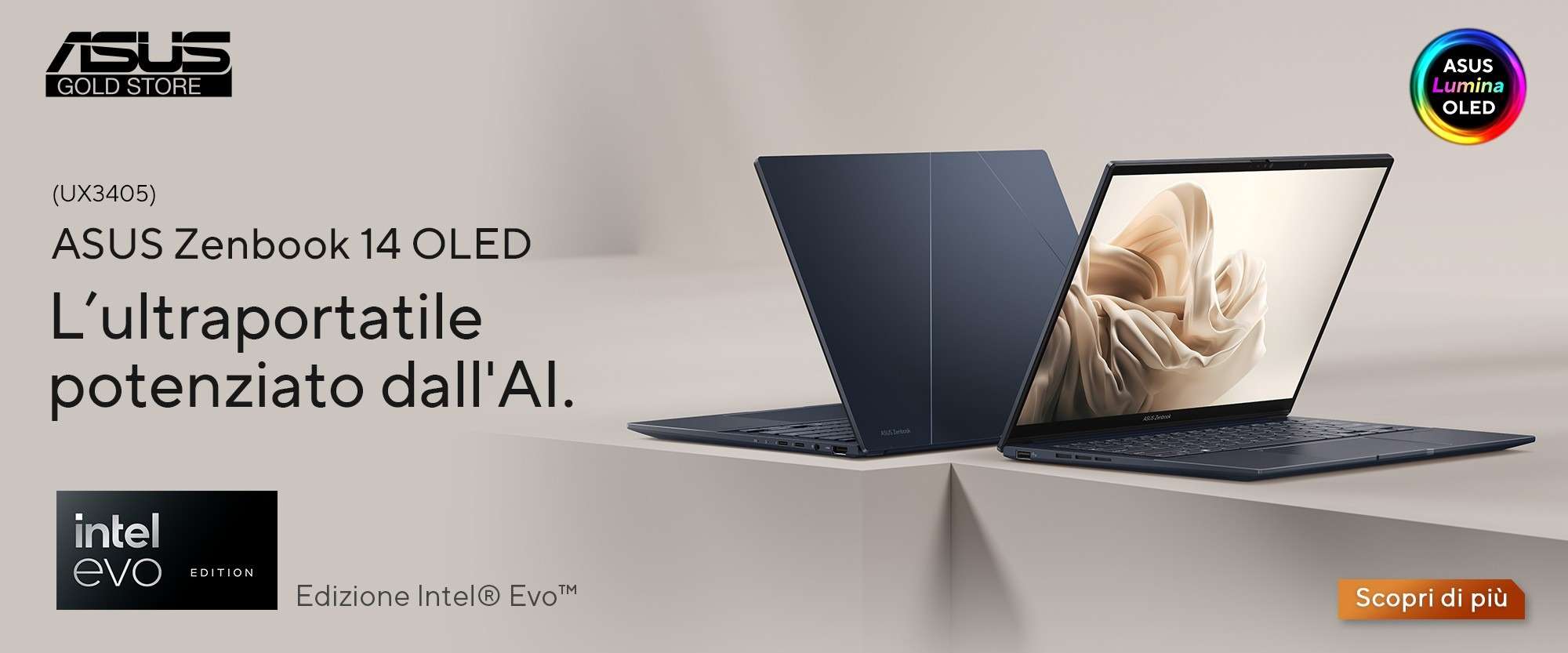 ASUS Zenbook 14 con display OLED e Intel Core Ultra 7al MINIMO su Amazon (-300€)