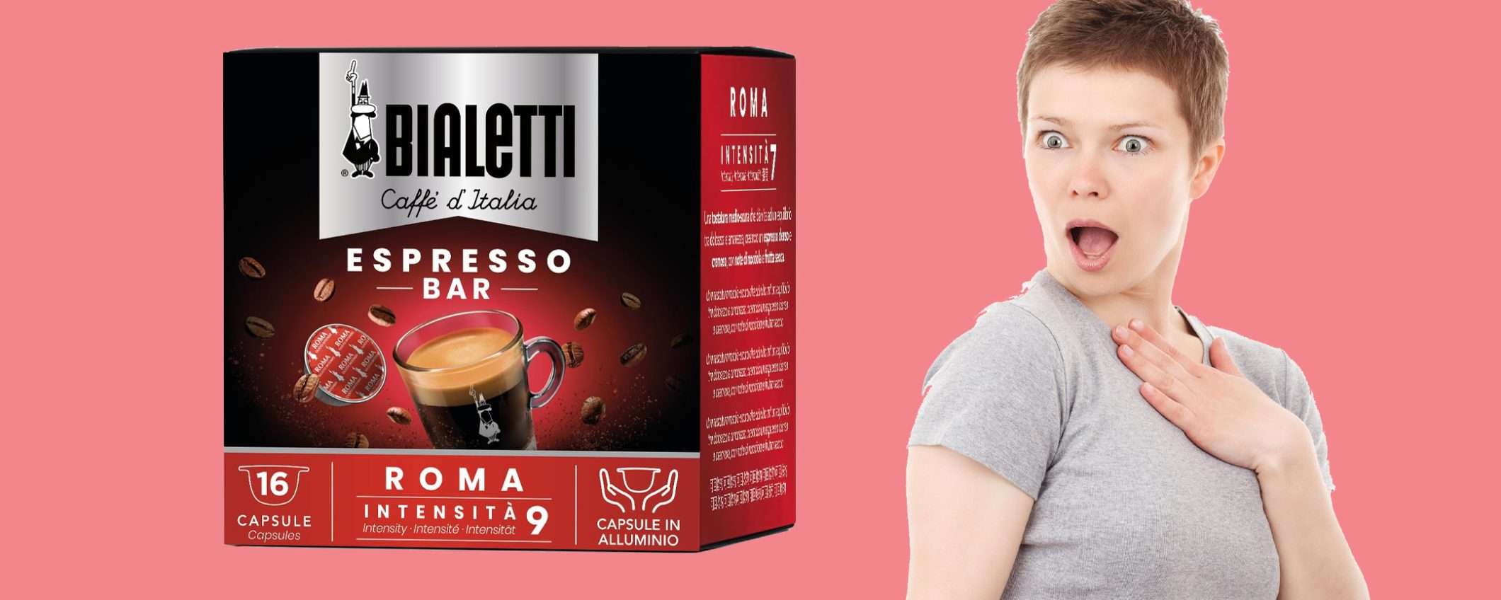 Caffè Bialetti Roma capsule in alluminio (16pz): sconto del 31%