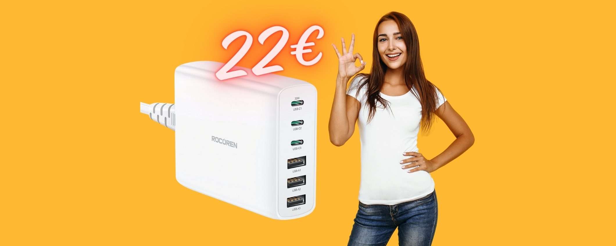 Caricatore USB multiplo da 100W in TRIPLO SCONTO ora è tuo a 22€