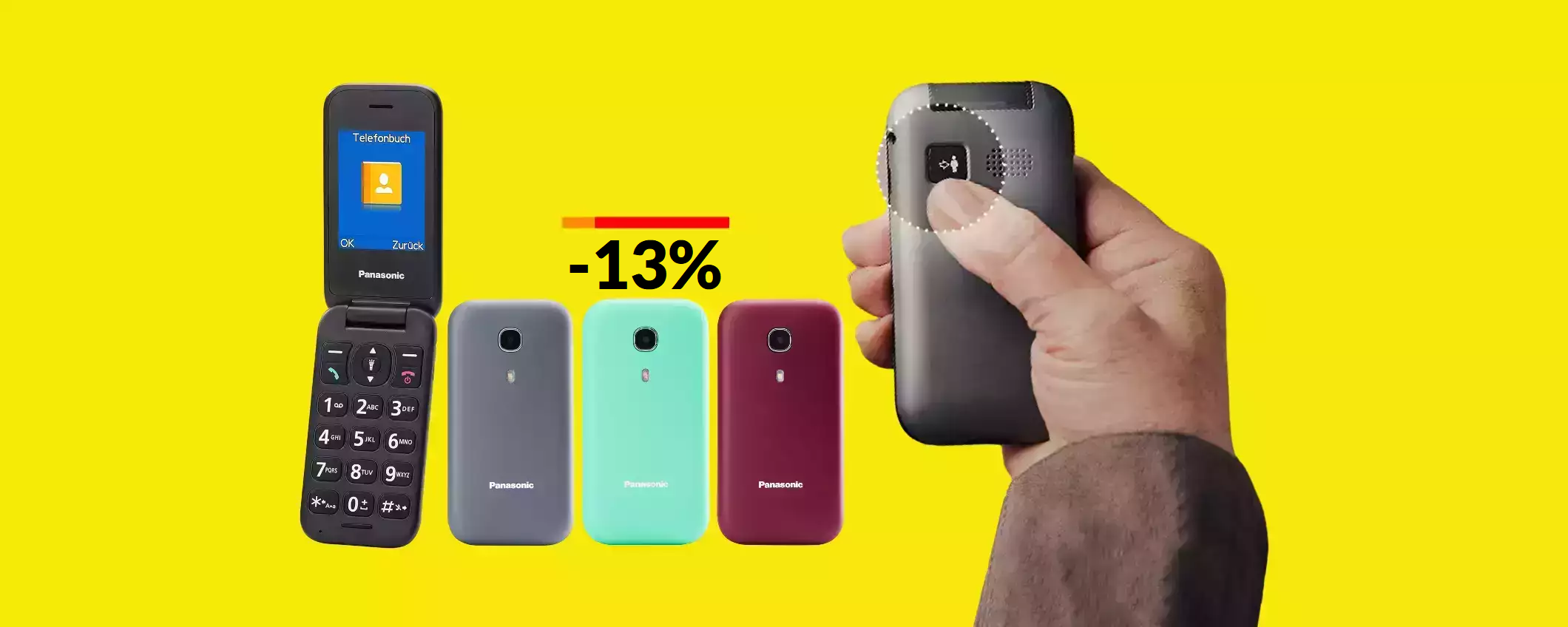 Cellulare Panasonic con tasto SOS: oggi è tuo ad appena 52€