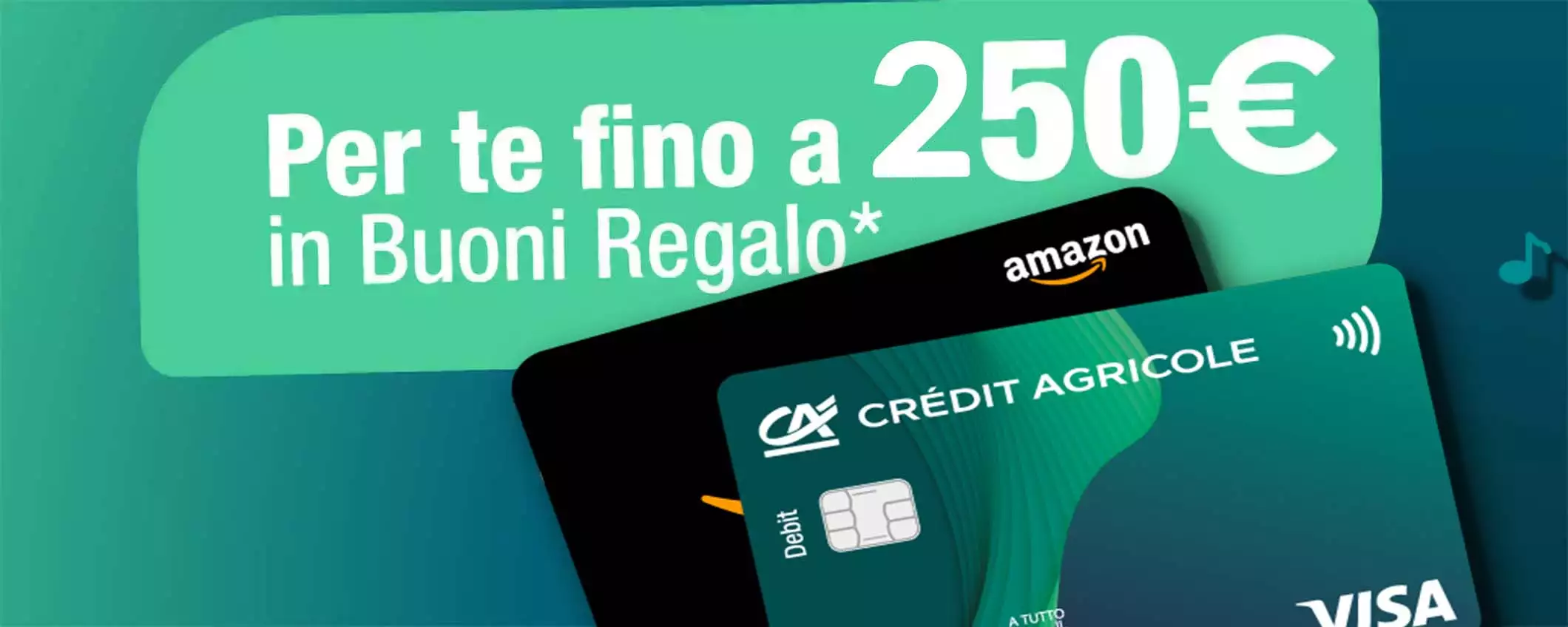 250 € di buoni Amazon + carte gratuite con il conto Crédit Agricole