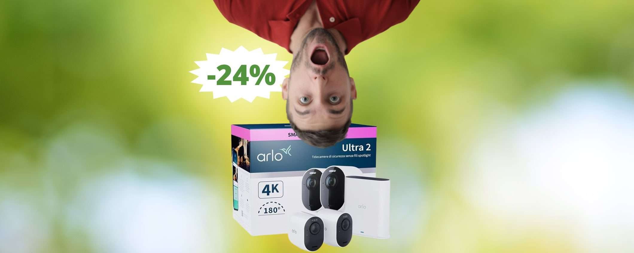 Videosorveglianza esterni Arlo Ultra 2: sconto ESCLUSIVO del 24%