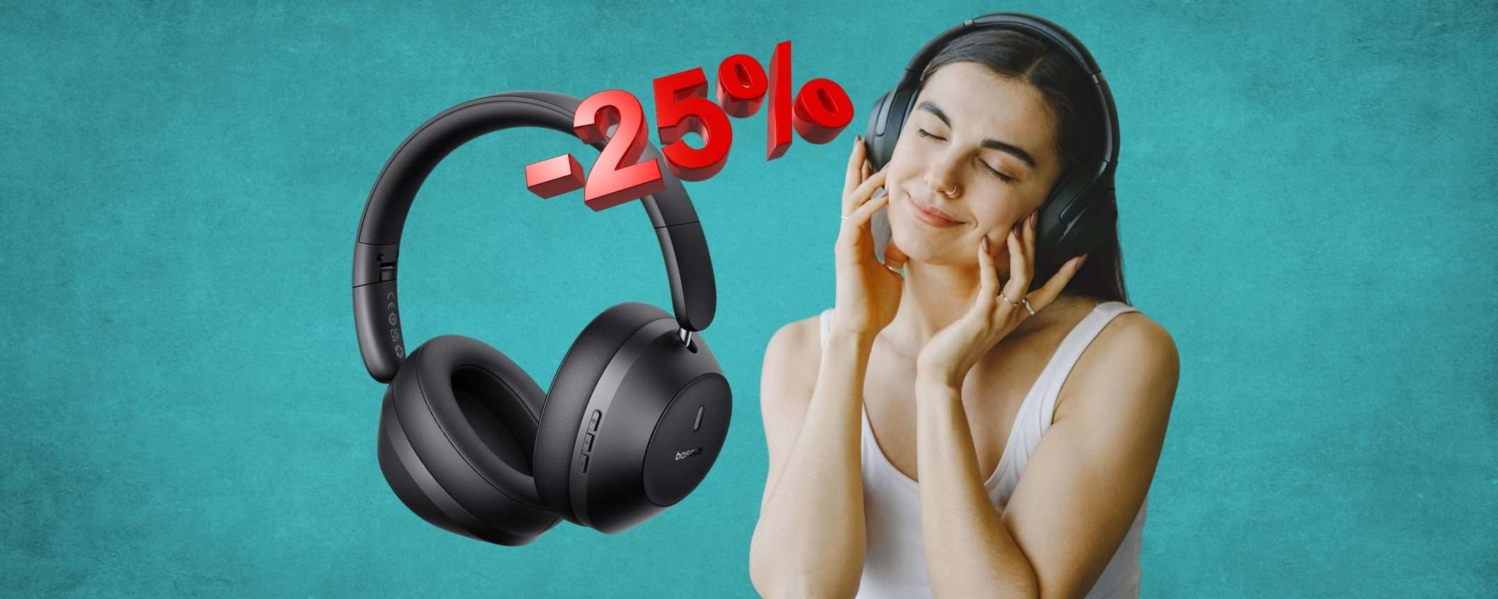 Cuffie Bluetooth Baseus a PREZZO MAI VISTO su Amazon (-25%)