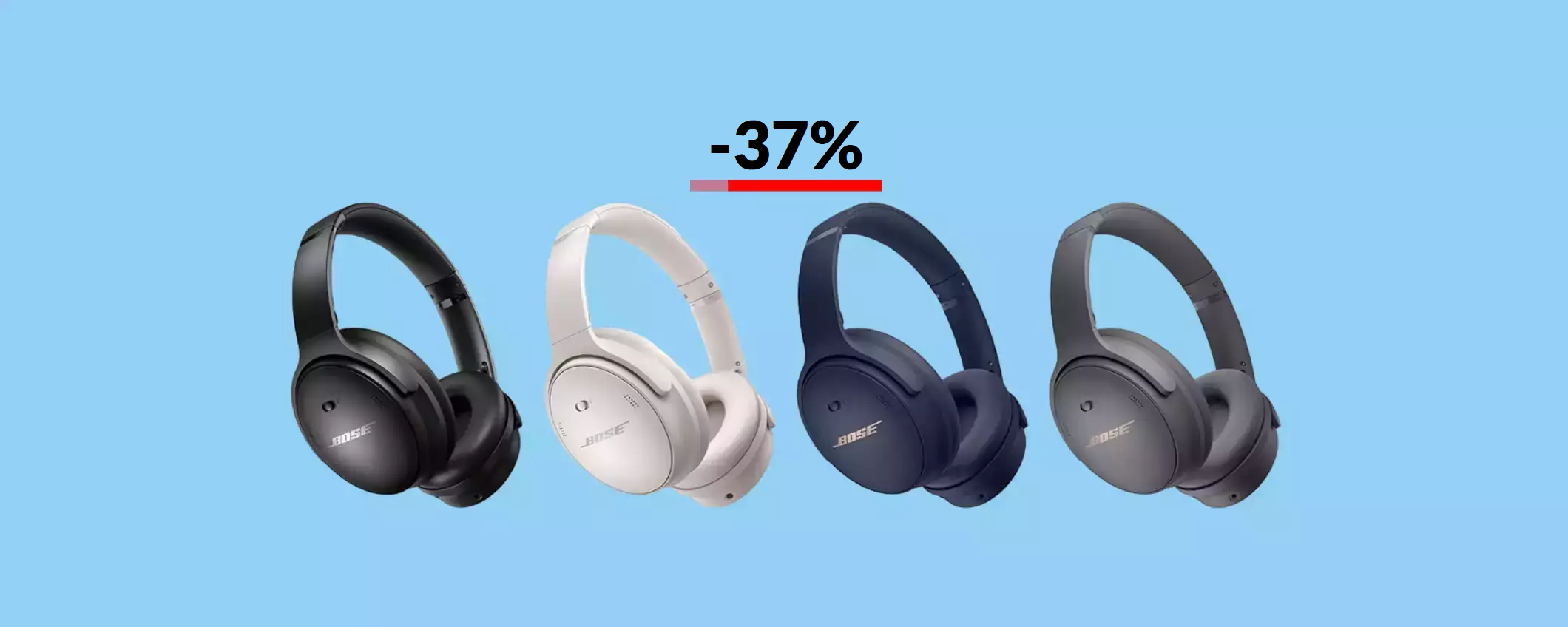 Cuffie Bose QuietComfort: mai visto uno sconto così alto (-37%)