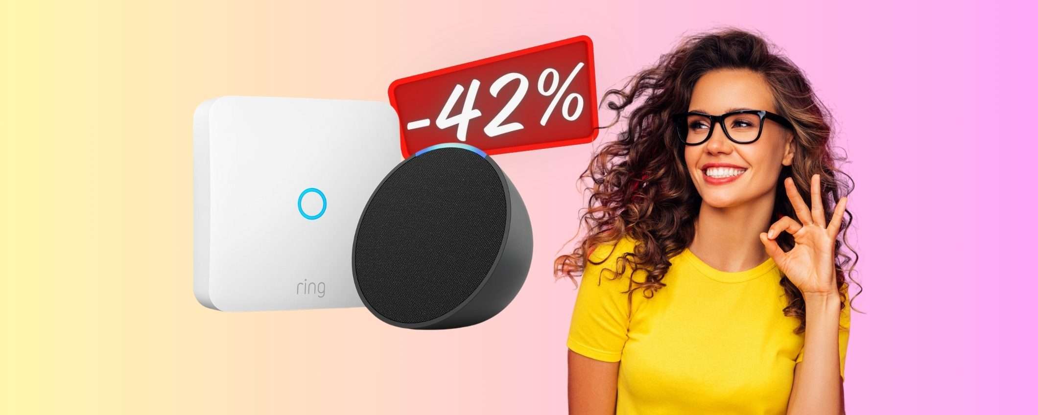 Echo Pop + Ring Intercom a PREZZO SHOCK, casa domotica al 42% in MENO