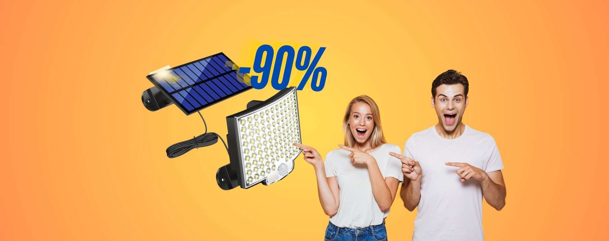 Faretto Solare 106 LED per esterni in OFFERTA a soli 8€ su TEMU (-90%)