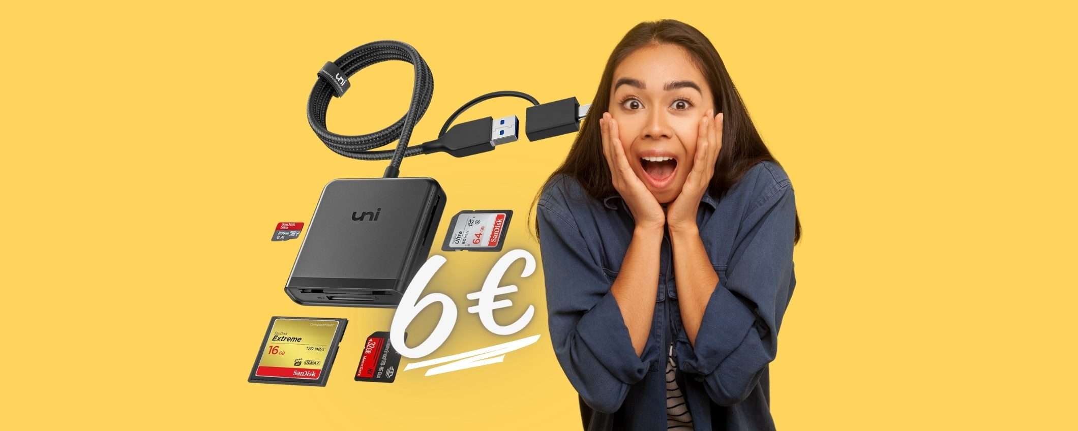 FOLLIA Amazon: solo 6€ per questo lettore di schede SD 4 in 1 (limitatissimo)