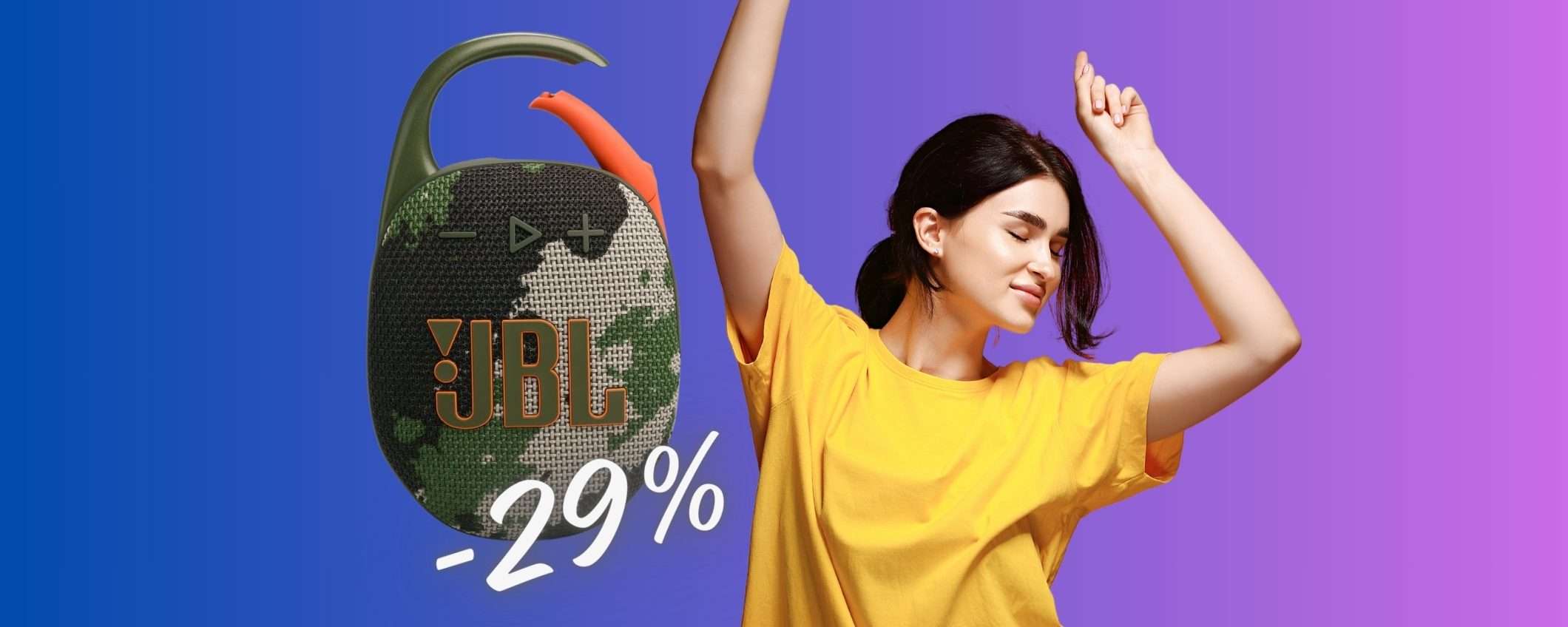 JBL Clip 5: speaker Bluetooth portatile al PREZZO più BASSO di SEMPRE (-29%)