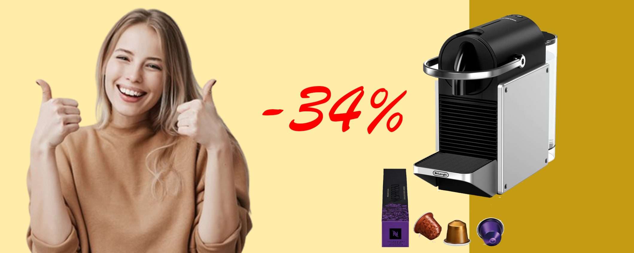 Macchina da caffè Nespresso De'Longhi Pixie: sconto TOP del 34%