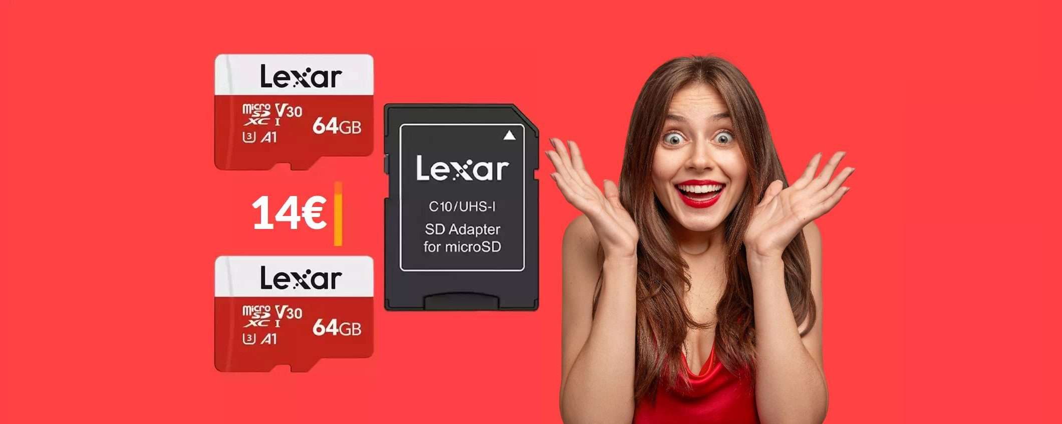 Con appena 14€ prendi non una, ma ben due microSD da 64GB