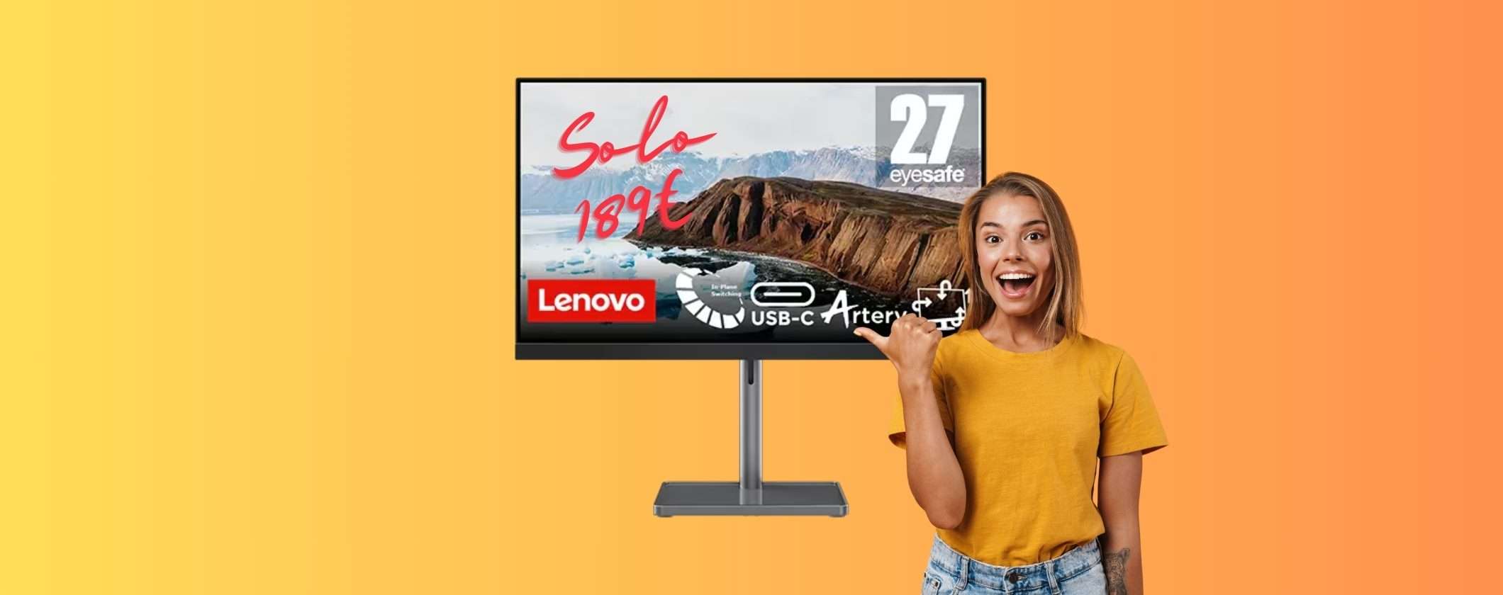 Monitor Lenovo L27m FHD a soli 189€ con il nuovo Coupon