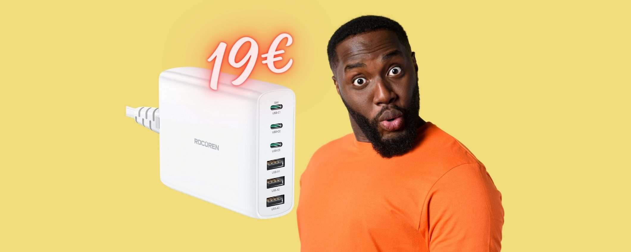 OCCASIONE Amazon: caricatore con 6 uscite e 100W di potenza a 19€