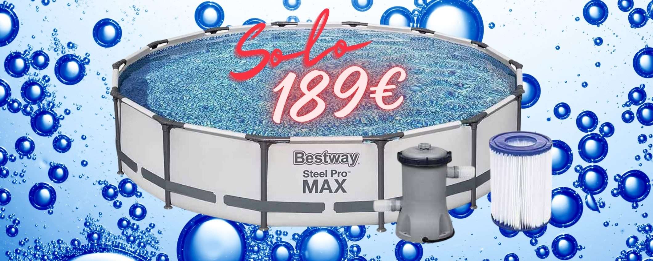 OFFERTA BOMBA su eBay: piscina rotonda con pompa filtrante a SOLI 189€