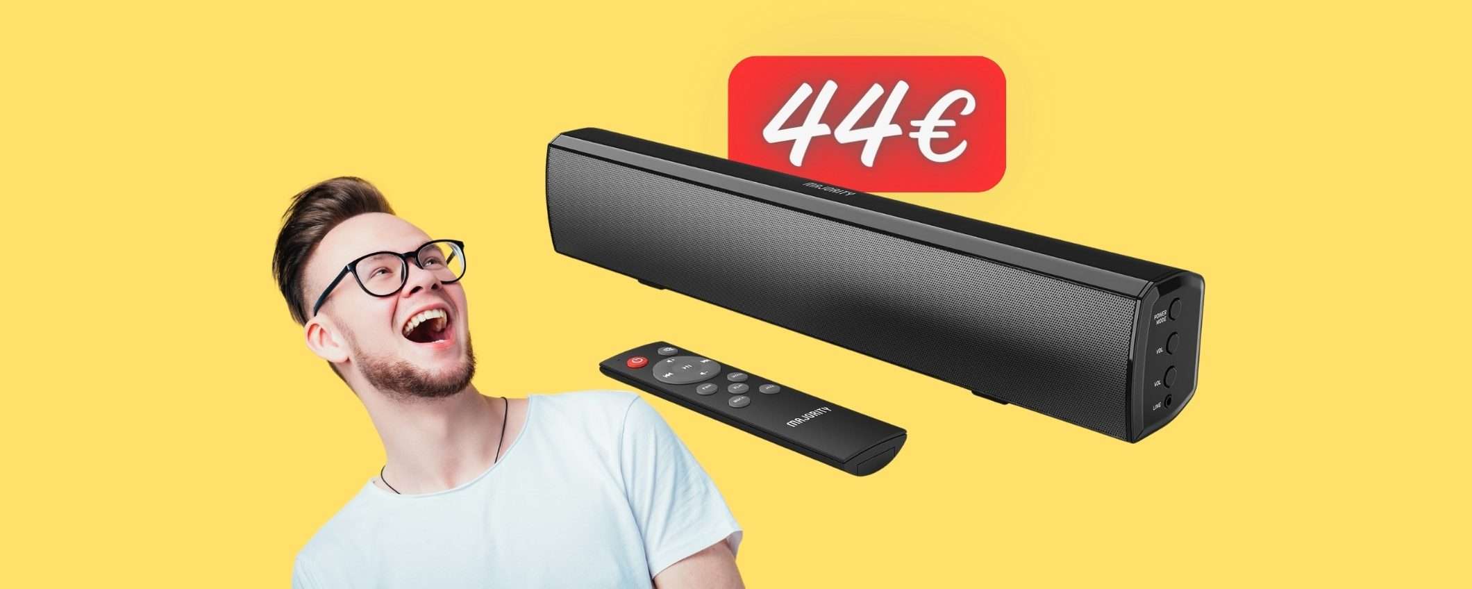 OFFERTA FUORI di TESTA su Amazon: soundbar Bluetooth tua a soli 44€