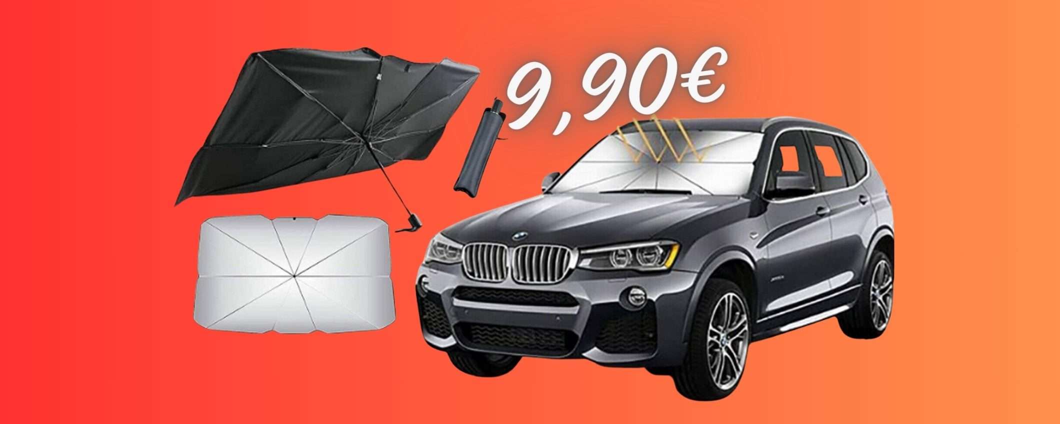 Parasole per auto a forma di ombrello: GENIALE ed ECONOMICO (9,90€)