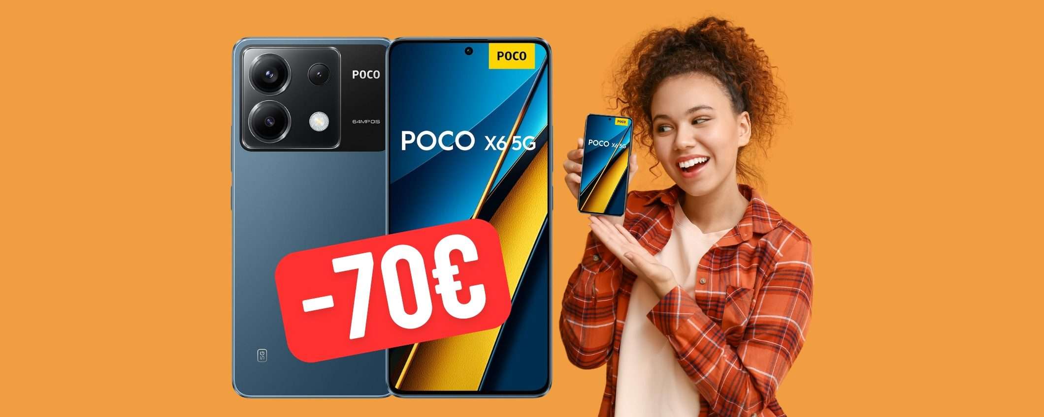 POCO X6 5G (12+256GB) con Snapdragon 7s tuo in SCONTO di 70€