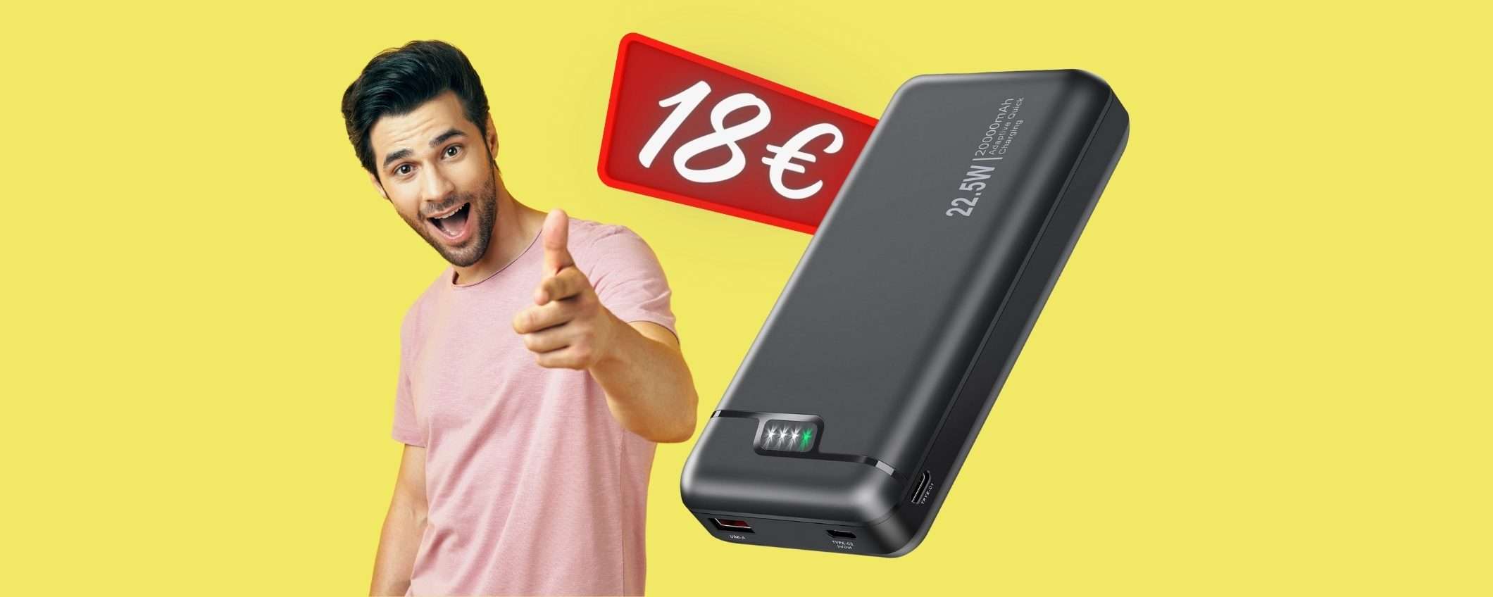 Power Bank da 20000mAh tuo con APPENA 18€ solo su Amazon