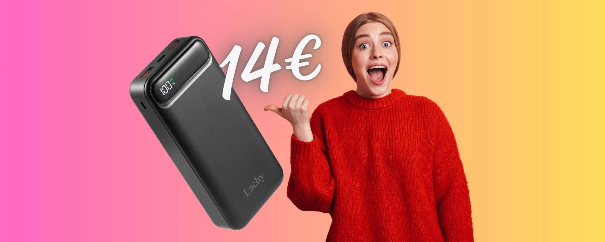 Power Bank con 3 uscite ULTRA RAPIDE e capacità di 20000mAh a 14€