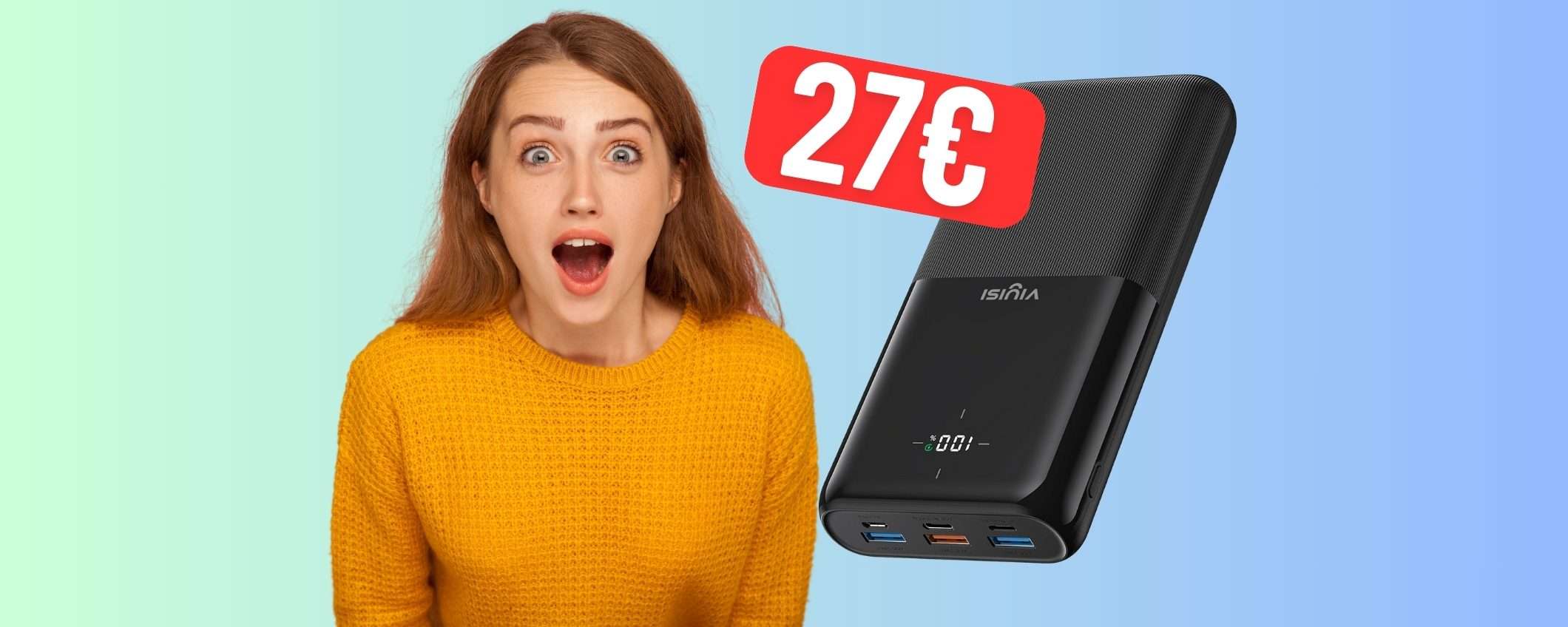 Power Bank da 30000 mAh a PREZZO FUORI di TESTA su Amazon (27€)