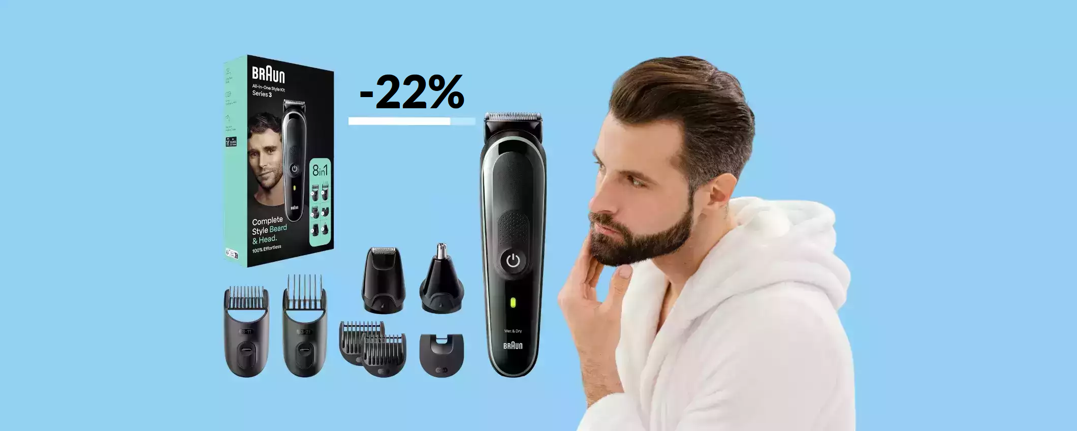 Rasoio elettrico Braun per barba e capelli: da non perdere a 38€