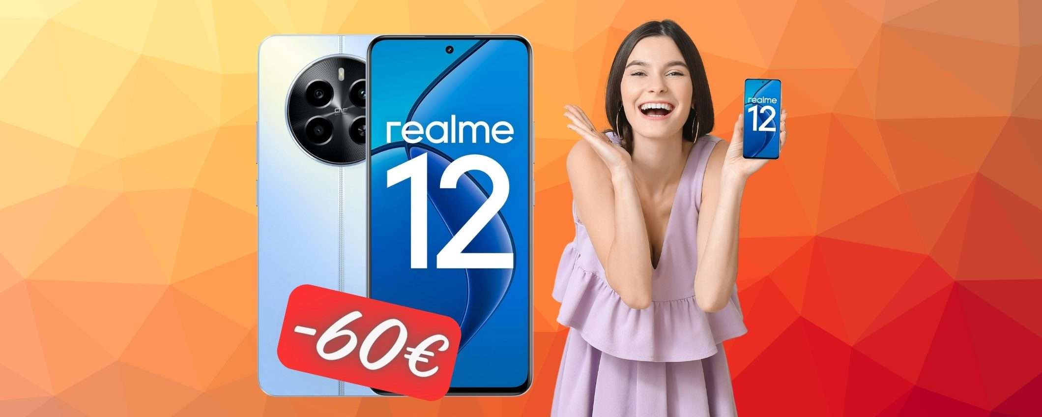 Realme 12 da 256GB con Snapdragon 685 e display AMOLED 120Hz a -60€