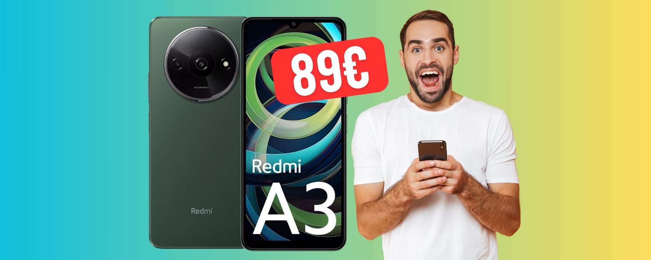 Redmi A3 da 128GB: smartphone più ECONOMICO che NON DELUDE (89€)