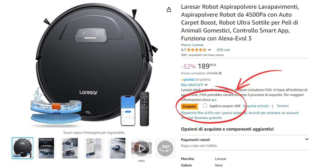 robot-aspirapolvere-lavapavimenti-130e-meno-solo-amazon-coupon