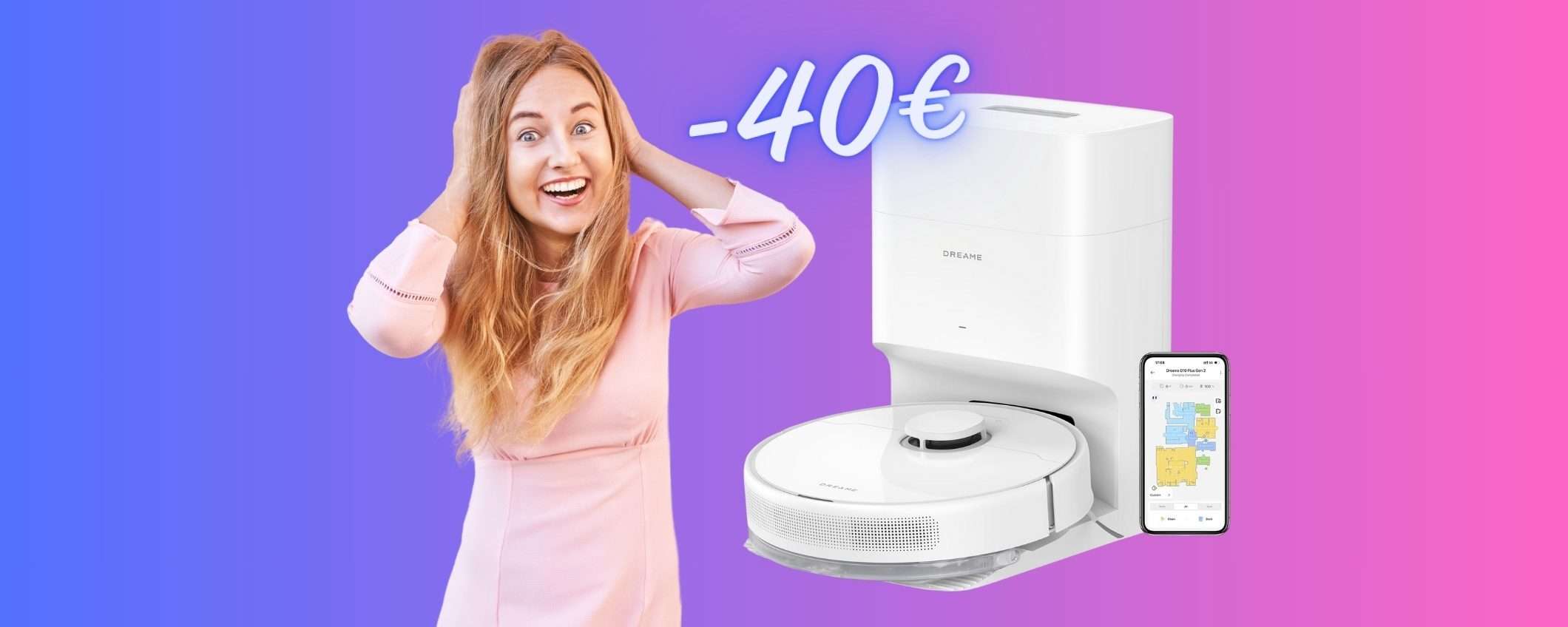 Robot aspirapolvere e lavapavimenti dreame D10 Plus a 40€ in MENO