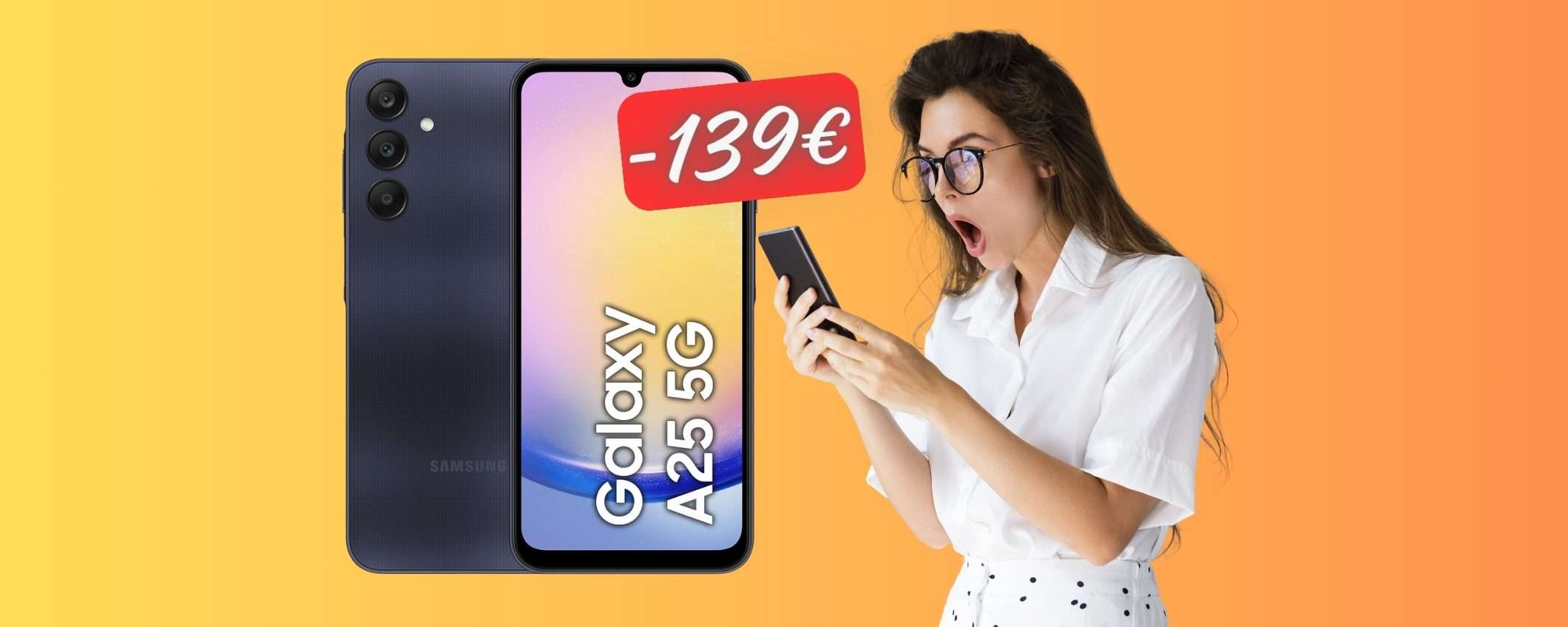 Samsung Galaxy A25 5G da 256GB in OFFERTA a 139€ in MENO (Amazon)