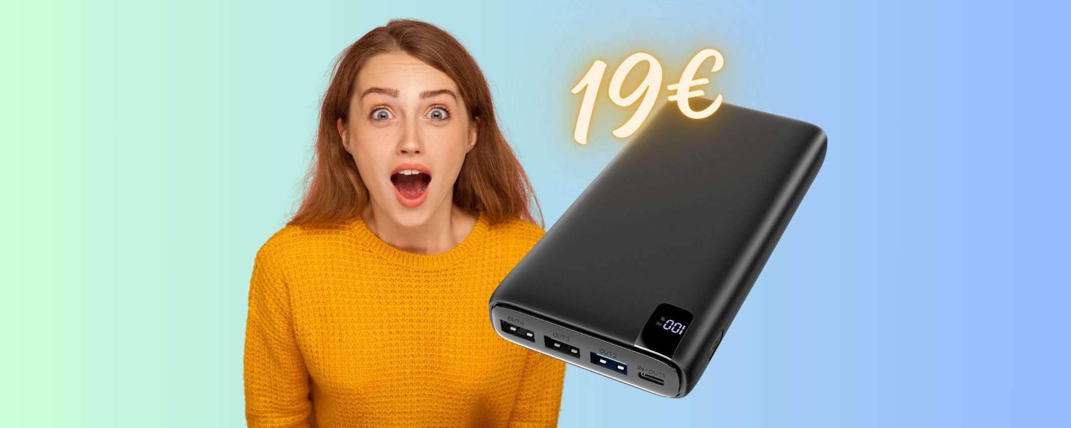 Sconto del 30% per questo Power Bank da 26800mAh con 4 uscite (19€)