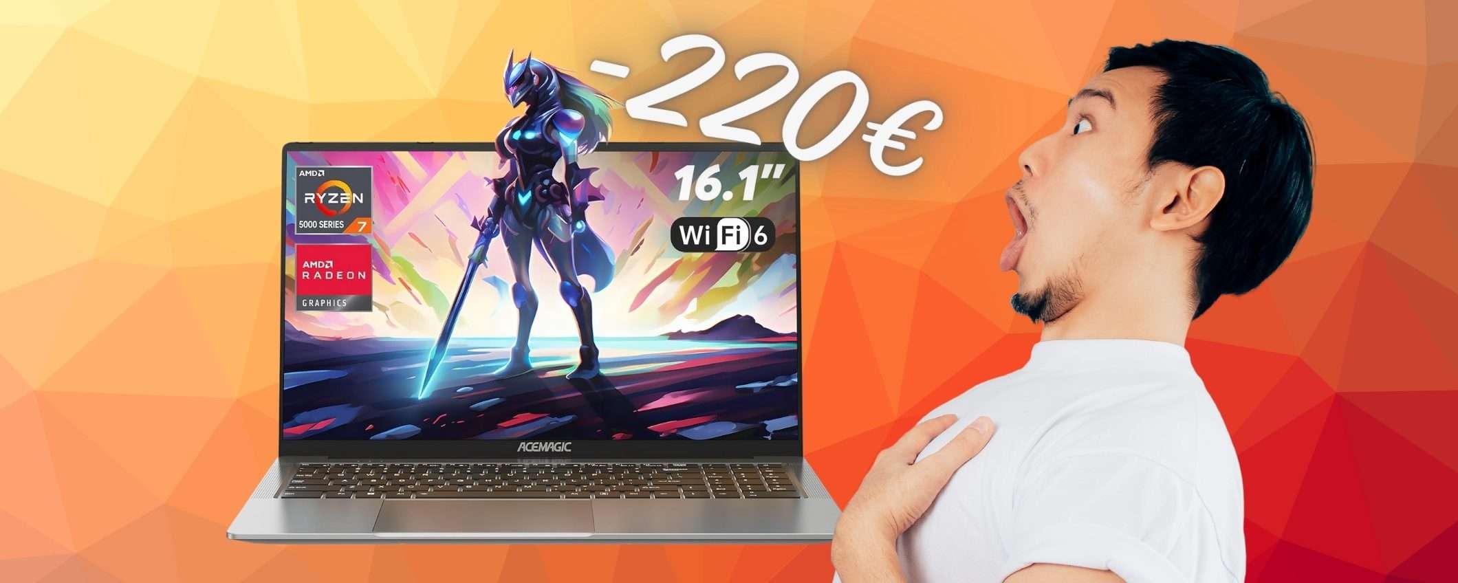 SCONTO ASSURDO di 220€ su questo portatile con Ryzen 7 da 16,1