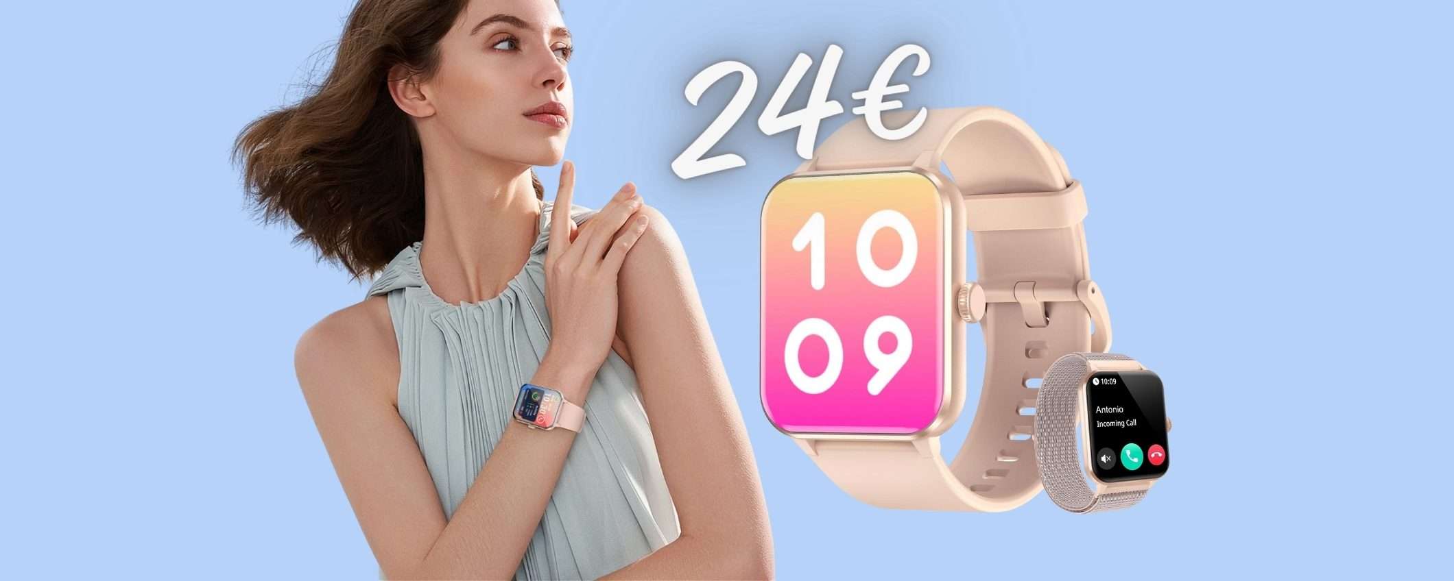 Smartwatch con funzioni pazzesche e microfono per chiamate a SOLI 24€