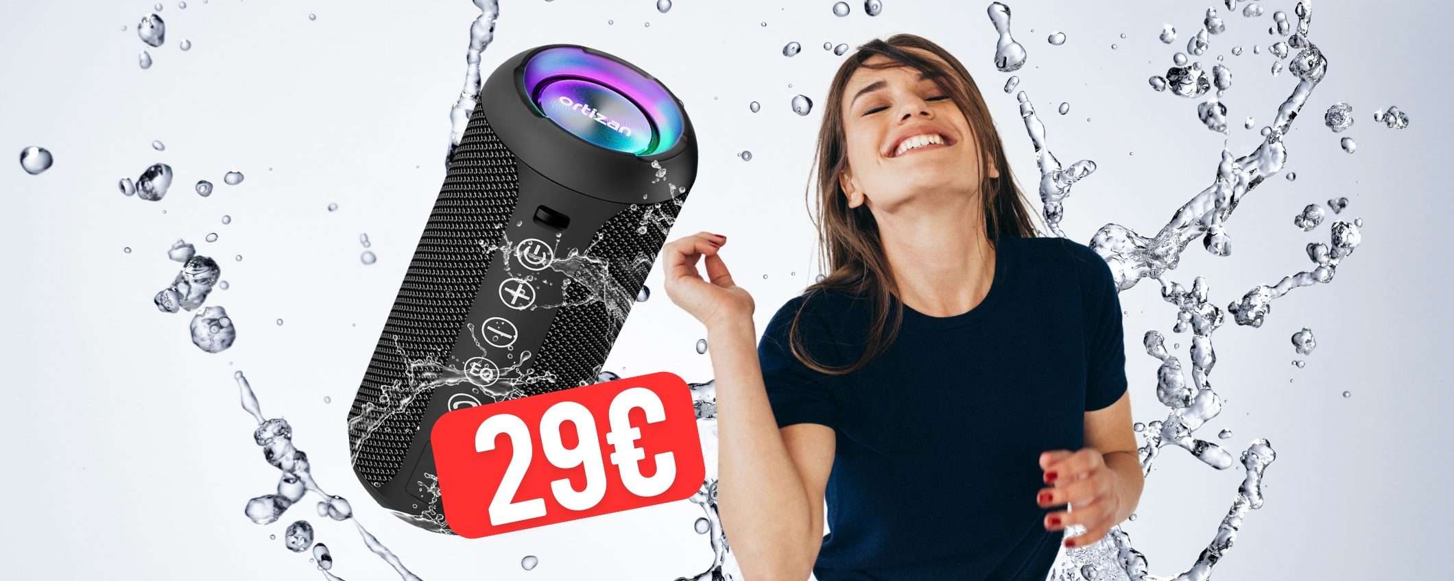 Speaker Bluetooth portatile POTENTE, impermeabile e a PREZZO MINI (29€)