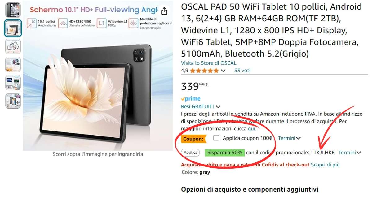 tablet-android-10-pollici-offerta-super-amazon-ora-tuo-69e-coupon