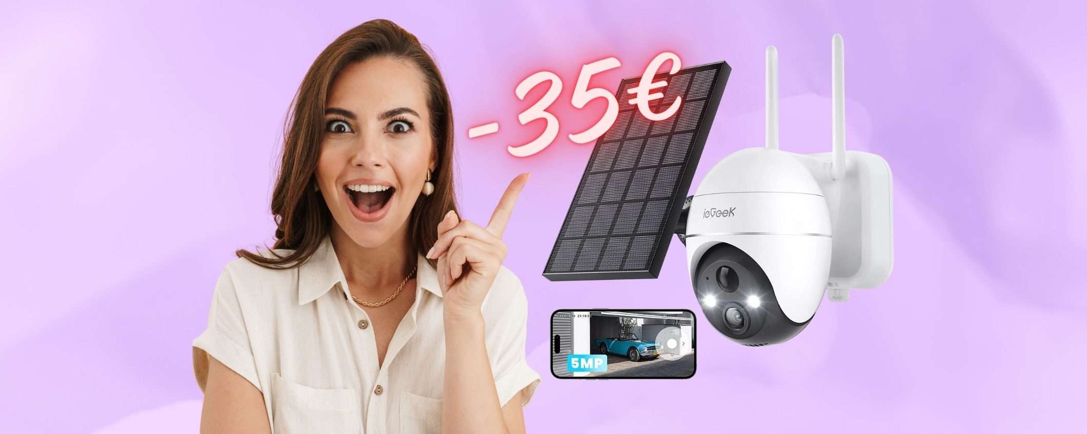 Telecamera di sicurezza WiFi + pannello solare in OFFERTA a 35€ in MENO