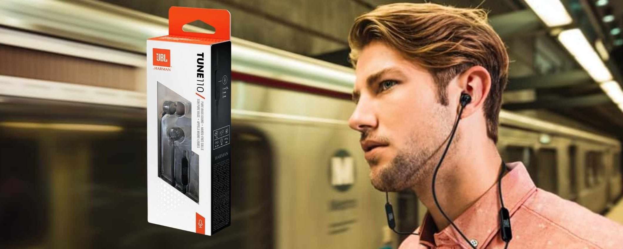 Auricolari JBL T110: comodi e potenti, a prezzo stracciato su Amazon (4,99€)