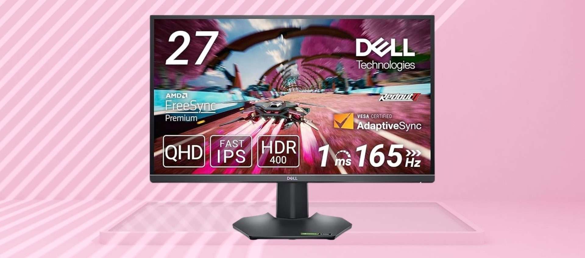 Monitor gaming Dell in offerta su Amazon: solo 255€ per QHD,165Hz e 1ms