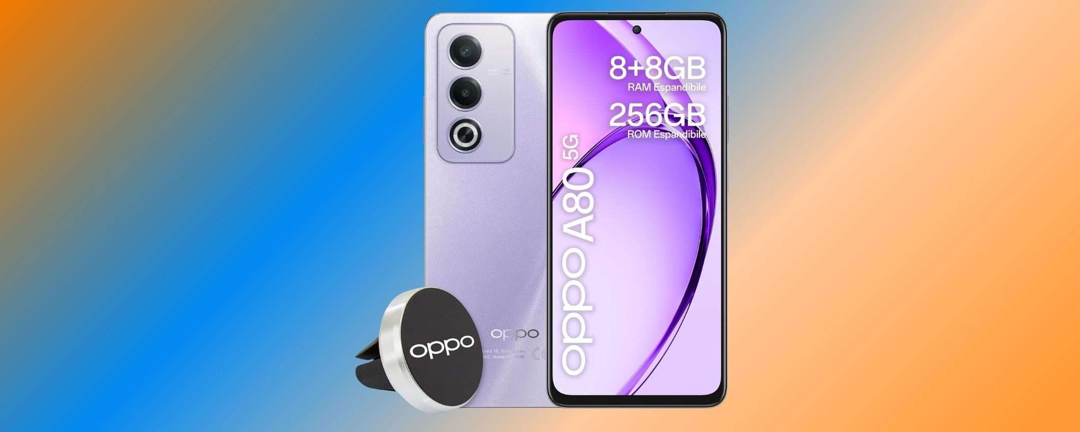 OPPO A80 5G (120Hz, doppia fotocamera AI) in offerta esclusiva a 199€ su Amazon