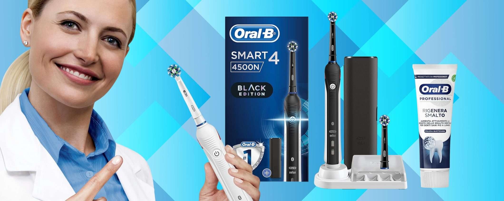 Oral-B Smart 4 con 2 testine, custodia da viaggio e dentifricio (-46%)