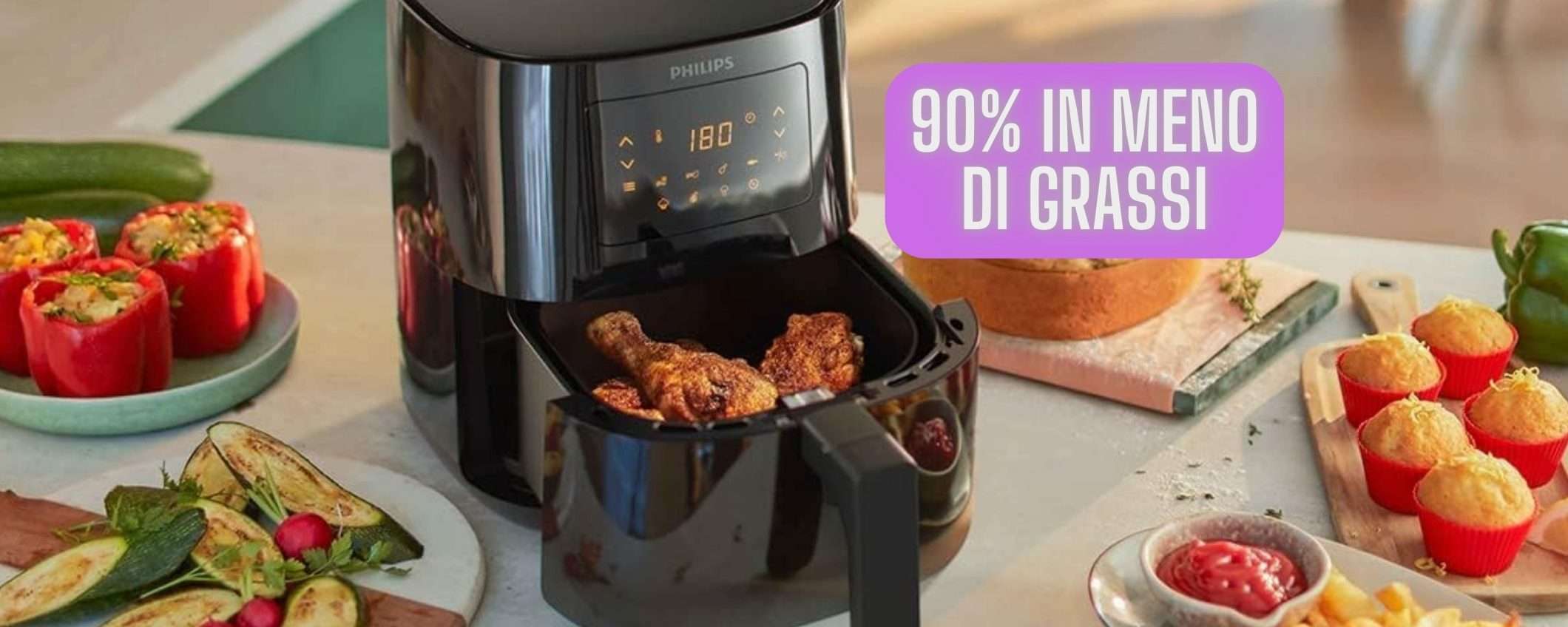 Philips Airfryer Essential da 4,1L: cucina con il 90% in meno di grassi