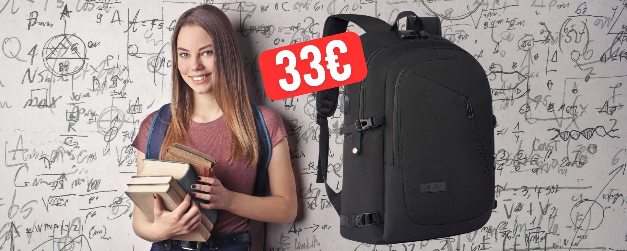 Zaino per tornare a scuola, impermeabile e con grande capacità a soli 33€