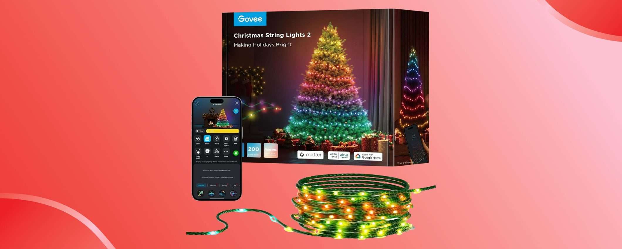 Con le luci natalizie smart Govee è già Natale: offerta Amazon al minimo storico