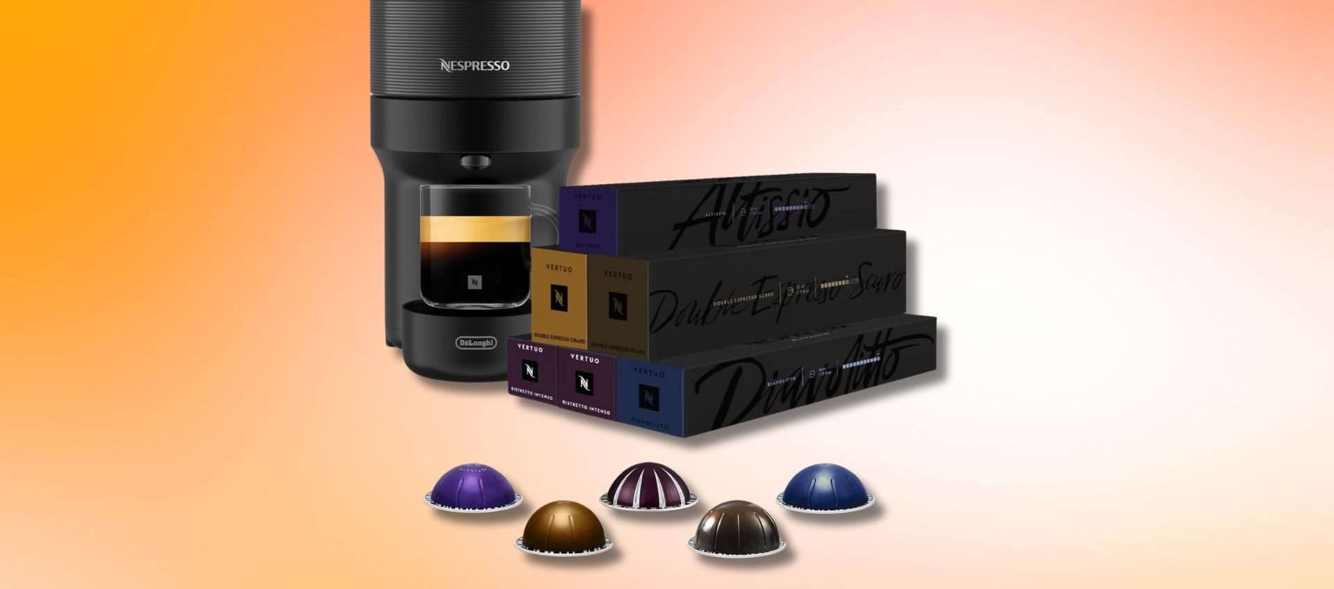 Macchina De'Longhi Nespresso Vertuo: imperdibile sconto 49% + 60 capsule