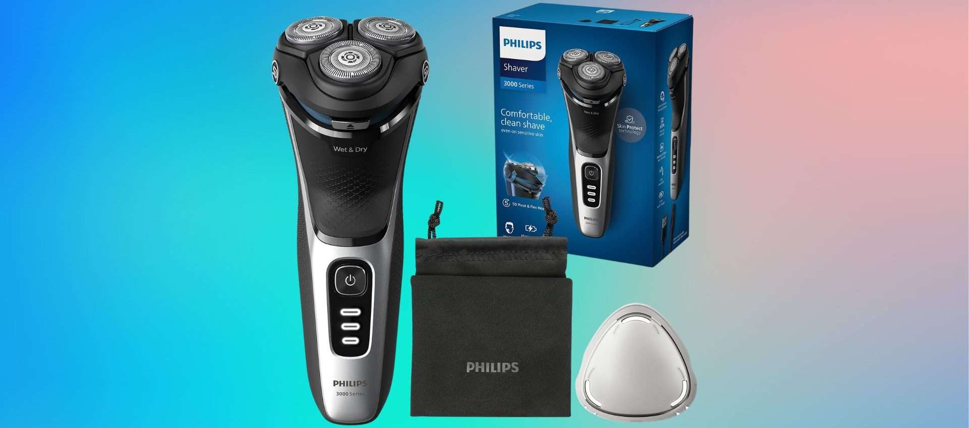 Rasoio elettrico Philips Serie 3000: tuo con il 28% di sconto