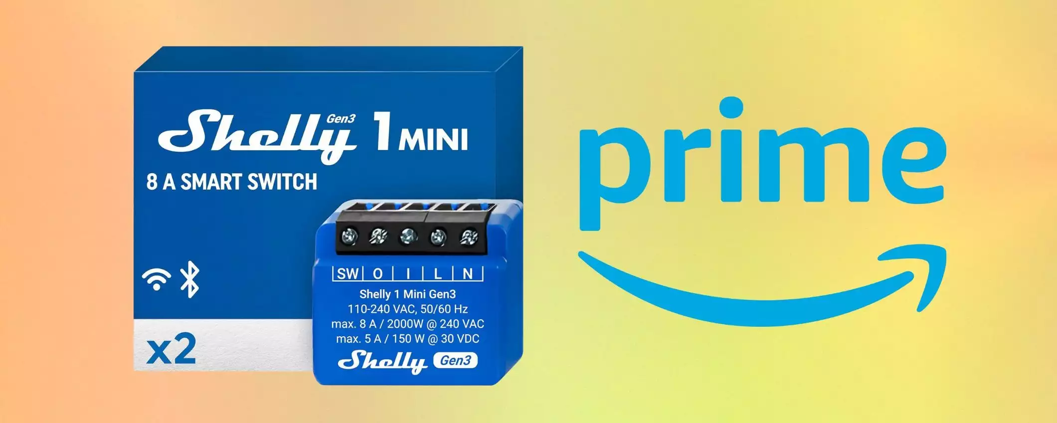 Shelly 1 Mini Gen3: la confezione da 2 relè intelligenti in offerta per la Festa Prime