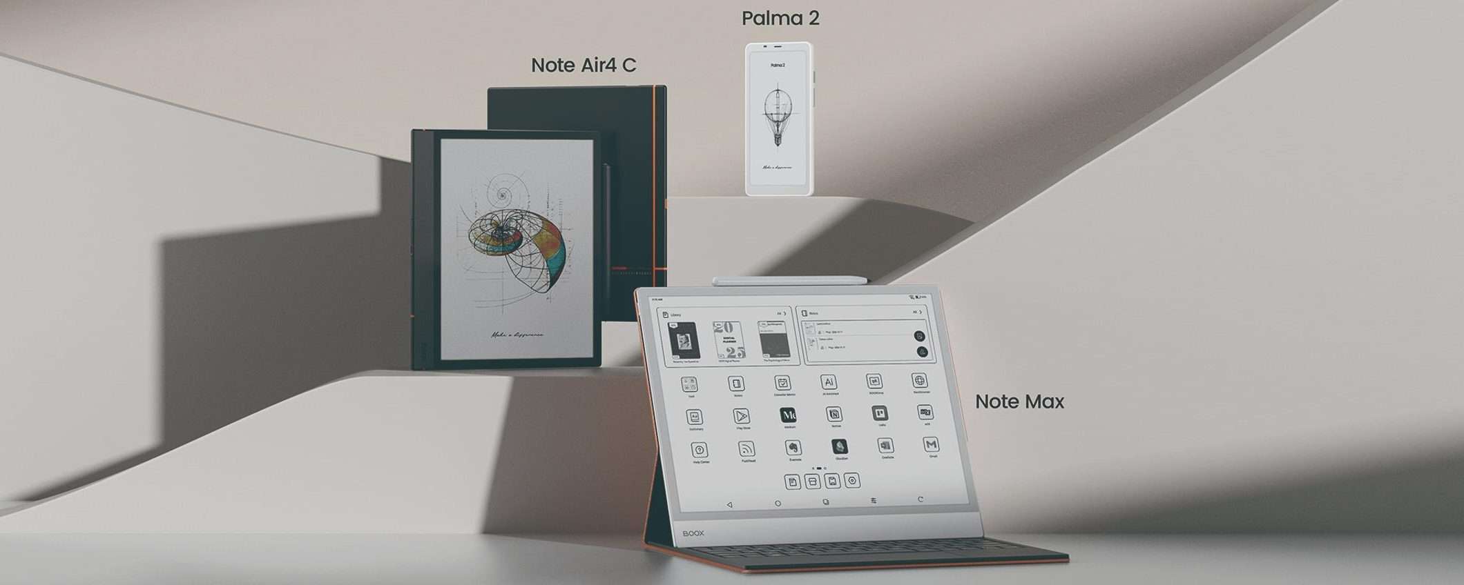 BOOX ufficializza i nuovi ePaper Note Air4 C, Palma 2 e Note Max