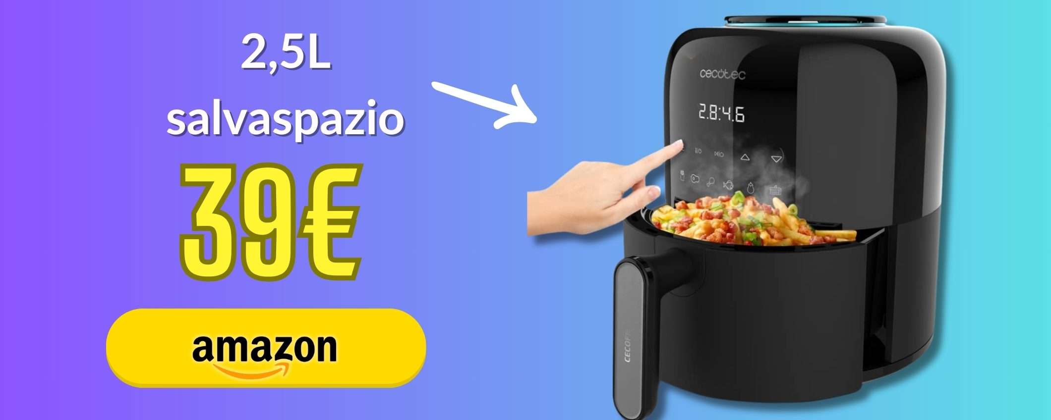 PICCOLA e ottima: friggitrice ad aria 2,5L salvaspazio, perfetta per 2